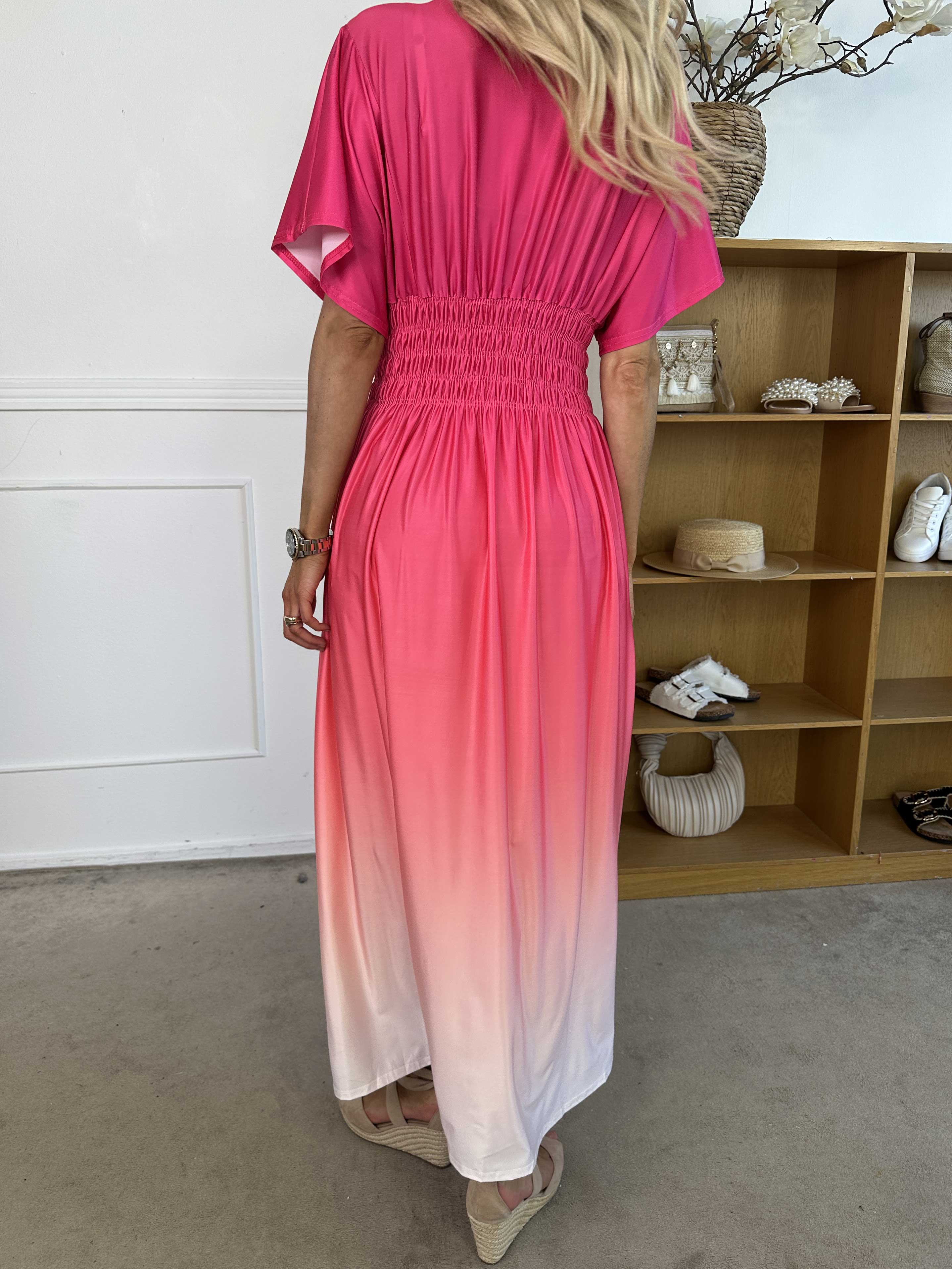 Pams Fade - Lang flerfarvet elastisk kjole